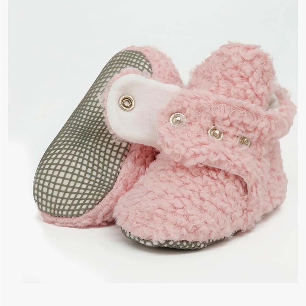 Ella Pink and Gray Slippers Soft Plush Design